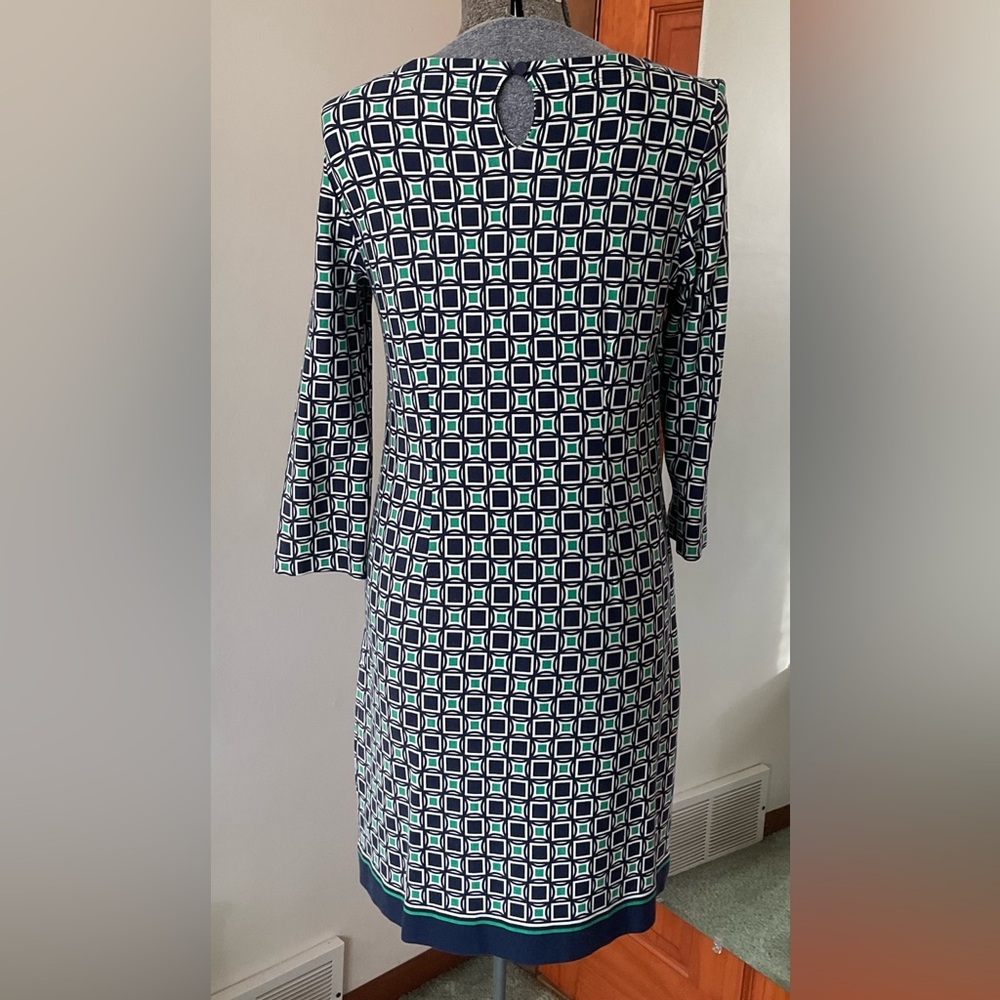 Talbots Mid Sleeve Geometric Pattern Shift Dress - Picture 2 of 14